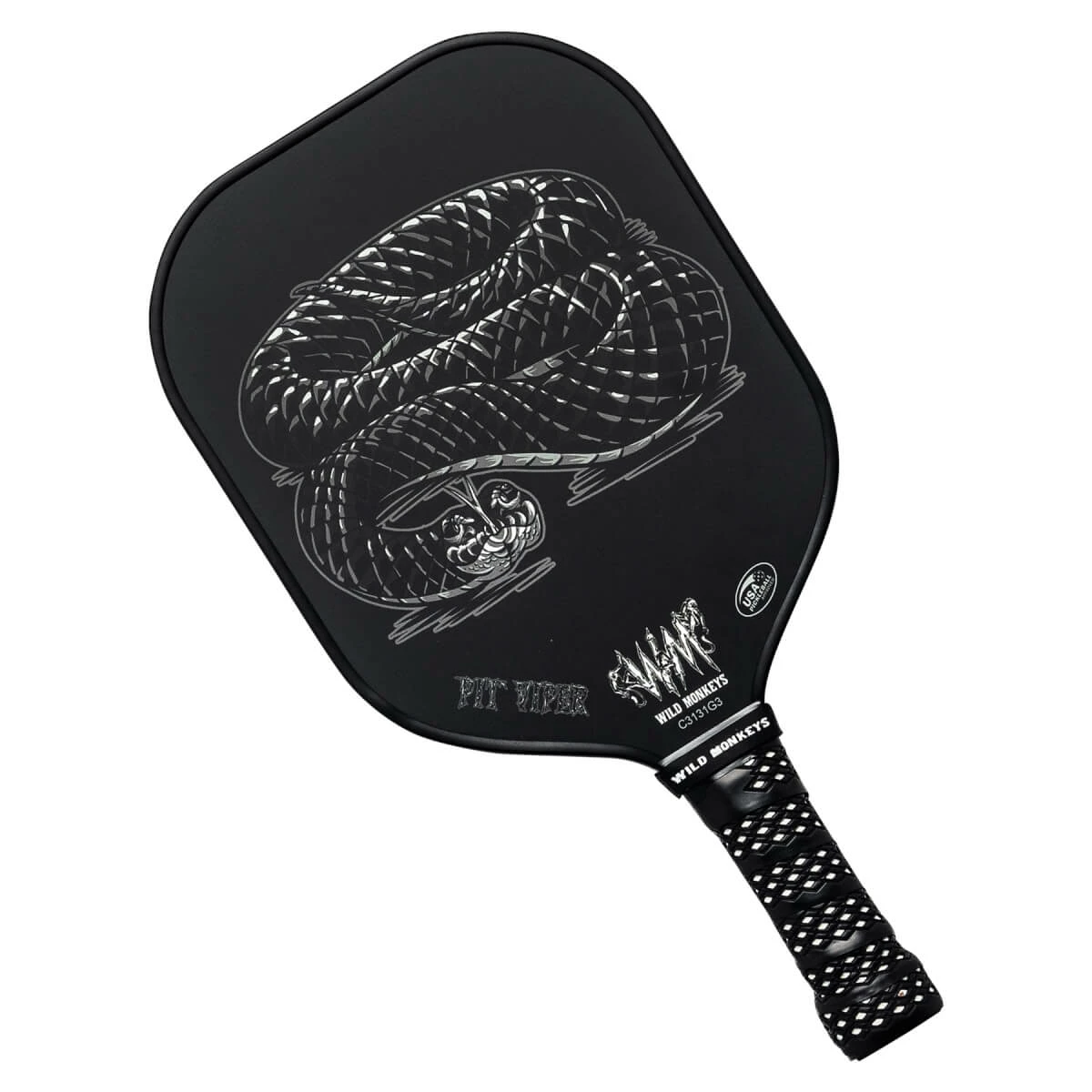 Wild Monkeys Pit Viper Middleweight Carbon Fiber Pickleball Paddle